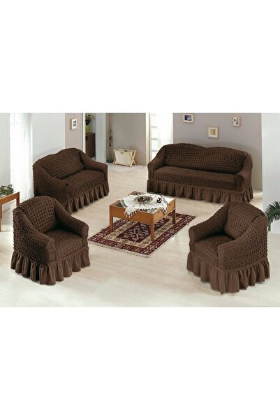 Inovius 4-piece sofa cover set, 3211 - 3-seater and 2-seater sofa covers, 2 armchairs - Dark Brown Uni Model