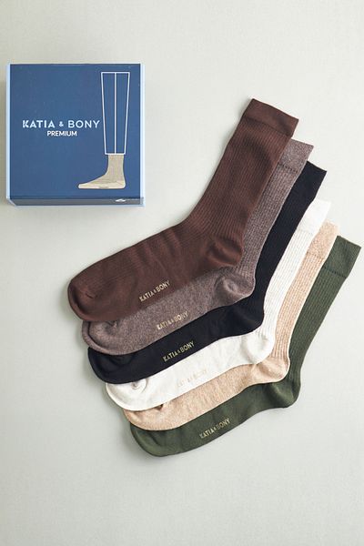 Katia&Bony Pachet de 6 șosete premium pentru bărbați - amestec maro