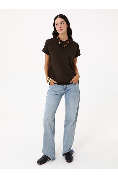 Refka Tricou pentru femei cu decolteu cu umeri scos - maro -