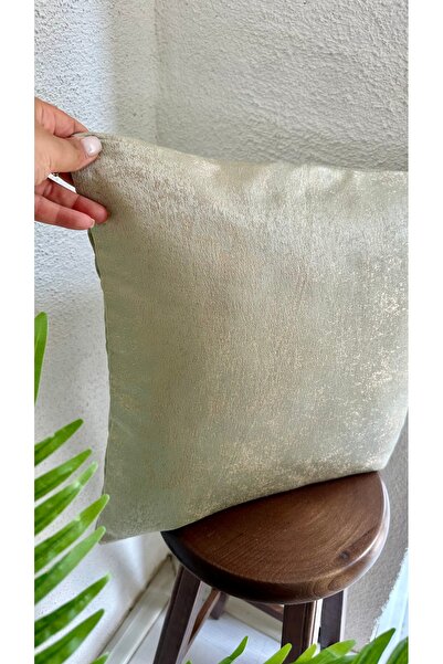 Decamor home Mint Gold Detailed Living Room Throw Pillow Cover Woven Fabric