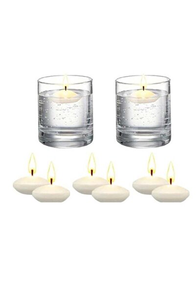Generic RR BRAND 6 pcs Unscented White Floating Candles 1.5 Inch for Centerpieces