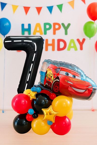 PARTİAVM Cars Cars Lightning Mcqueen Race Car Concept 1 Year Old Balloon Set Cars Cars Birthday Set