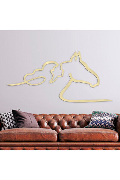 4gdran منحوتة اكريلك ذهبي بنقشة فتاة خيل