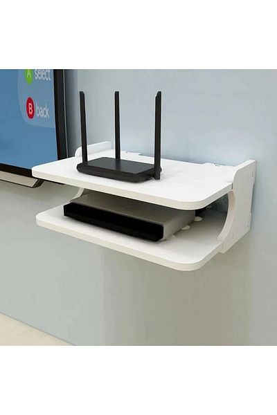 FOXMAG24 Suport pentru router și accesorii, dimensiuni 20 x 30 cm, cu 2 compartimente