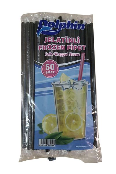 SELANİKLİ Black Flat (Without Blind) Frozen Pipet with Gelatin Cage 50 Pcs 23.5 cm Length 7 mm Diameter Dolphin