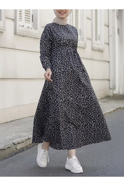 DEDEMAX Rochie Hijab - Neagră -