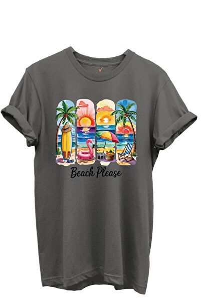 WİDİ Tricou unisex cu tematică colorată pentru plajă și apus de soare, 100% b...