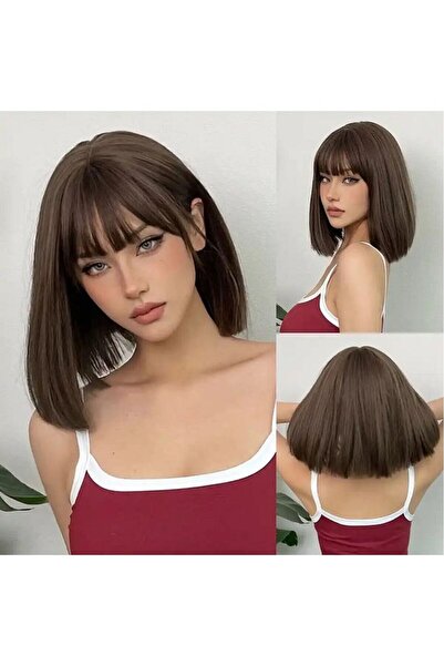 8 Kadına Dair Herşey Kumral Kısa Bob Kesim Vip Peruk