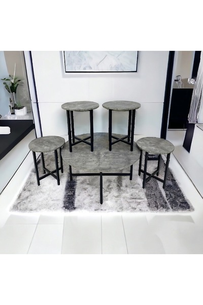 DEC11 4+1 Dark Grey Wood Serving Table Set