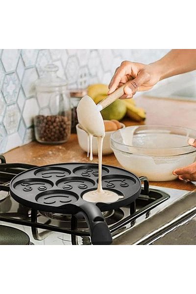 divendi-ro Pancake pan with Emoji, compatible with electric, ceramic and gas hobs, diameter 26.5 cm, black