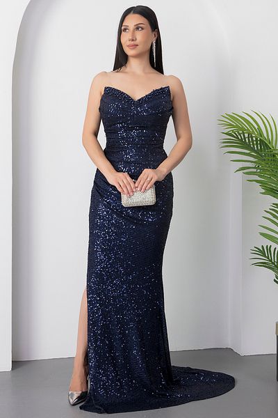 PULLIMM Rochie fără bretele cu decolteu și mărgele DMN4971