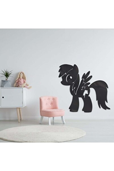 4gdran Modern black acrylic sculpture with a rainbow pony pattern