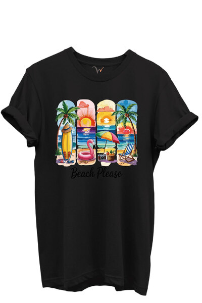 WİDİ Tricou unisex cu tematică colorată pentru plajă și apus de soare, 100% b...
