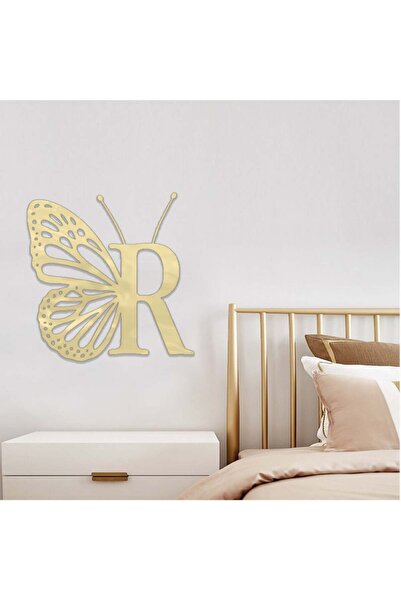 Marktna منحوتة اكريلك ذهبي بتصميم حرف "R"