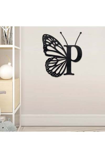 4gdran منحوتة اكريلك اسود بتصميم حرف "P"