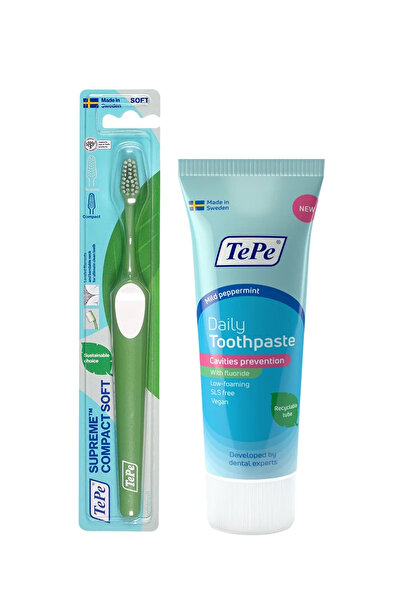 TePe Supreme Compact Soft Diş Fırçası ve Diş Macunu