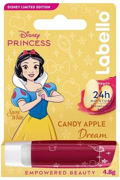 NIVEA Labello Disney Princess Snow White Lip Balm for Girls, Dream Apple Candy Flavor, 24-Hour Moisturizin
