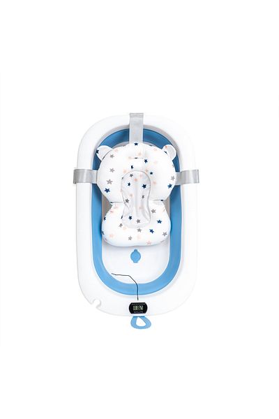 Z-Tools Cădiță pliabilă pentru bebeluși, cu termostat și pernă, albastră / ZTS9153