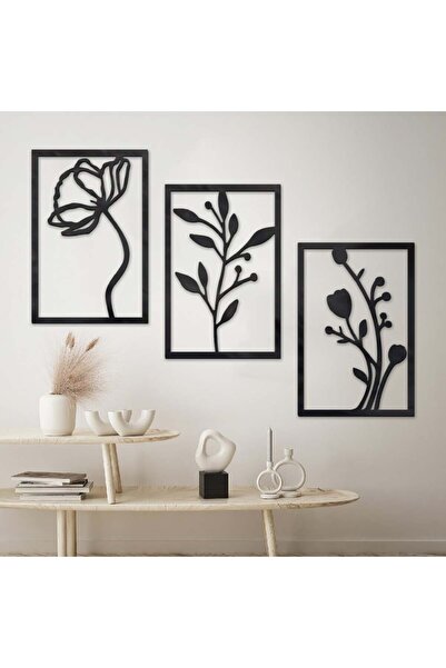 Marktna لوحة اكريلك اسود بتصميم ورود