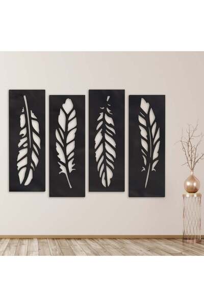 Marktna لوحة اكريلك اسود بنقشة ريش