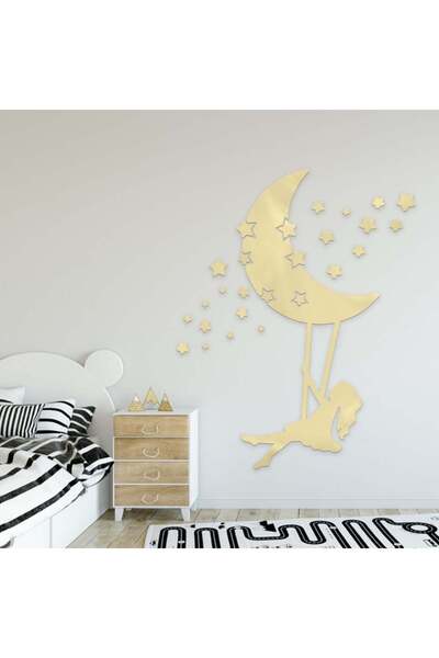 4gdran منحوتة اكريلك ذهبي مودرن بنقشة فتاة