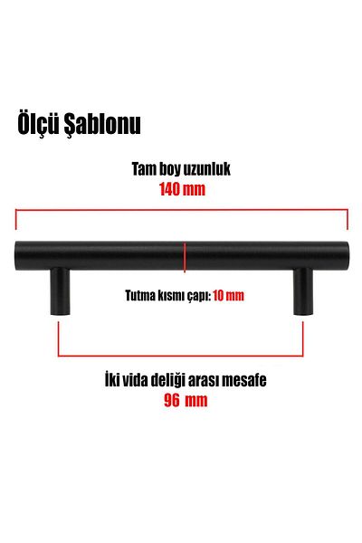 Badem10 10 Pcs Rose Height (96 mm) Metal Black Furniture Kitchen Cabinet Drawer Cabinet Handle Handle Handles