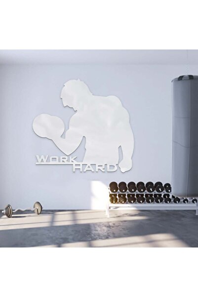 Marktna Silver acrylic plaque with a print of "Work Hard"