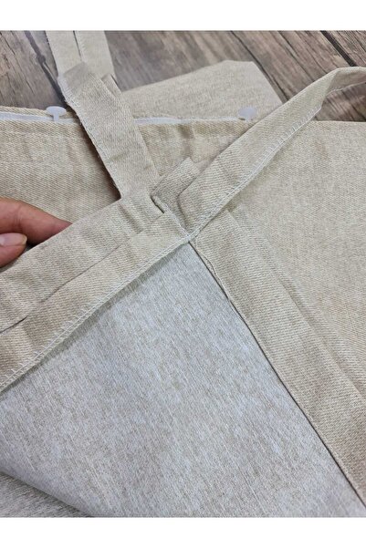 DEVRİM OLİVYA TEKSTİL Lüks 1.Sınıf Kornişli Bej Balkon Perdesi En X Yükseklik Ölçülerle