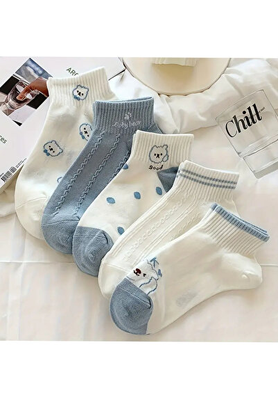 İbrahim Berk 5 Çift Kadın Bilek Boy Yazlık Patik Çorap – Puantiyeli, Pamuklu, Dikişsiz Burun Çorap Seti