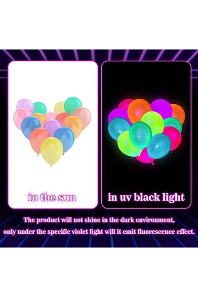 Generic 100 Pcs UV Neon Balloons Glow in the Dark Party Balloons for Birthdays, Weddings, and Blacklight Par