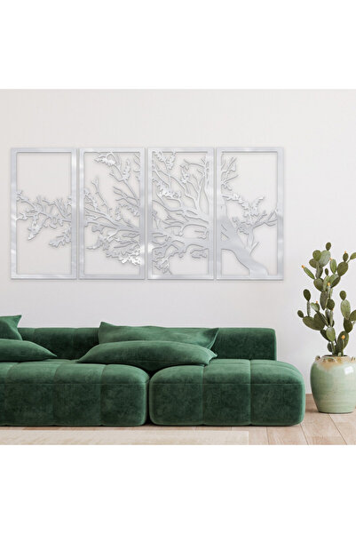 Marktna لوحة اكريلك فضي بنقشة شجرة