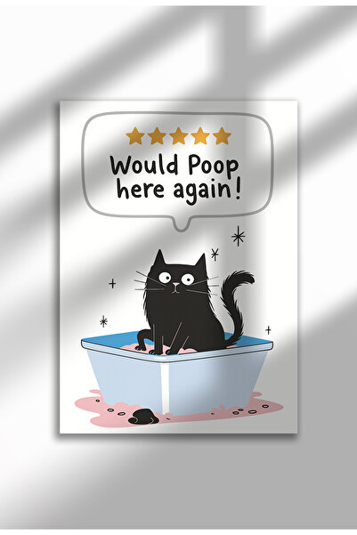 21mxm Imprimeu amuzant cu semn de baie – Poster umoristic cu toaletă, artă murală ciudată cu pisici și animale