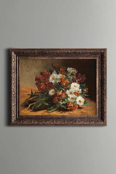 epiqart Çiçek Buketi - Vintage Desenli Çerçeve