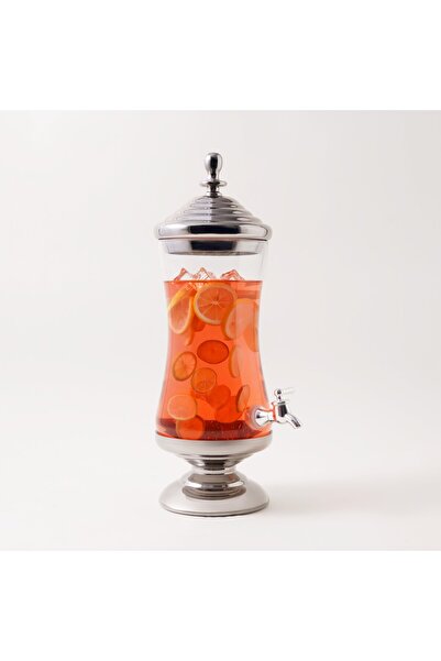 LA MESA glass beverage dispenser with silver base & lid 3.2L