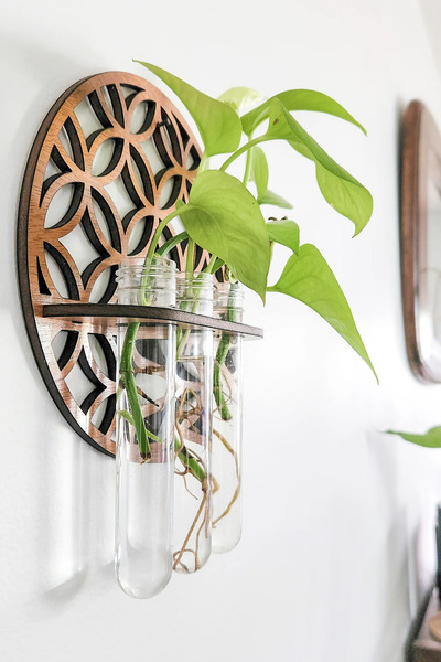 AHWALL Motif Temalı Ahşap Duvar Çiçekliği Tüplü Bohem Duvar Dekorasyonu
