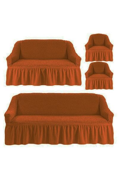 Bacio Set of covers 3211 for 3-seater sofa, 2-seater sofa and 2 armchairs, brick, elastic