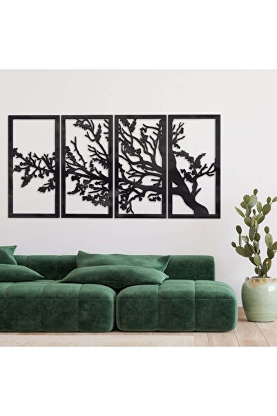 Marktna لوحة اكريلك اسود بنقشة شجرة
