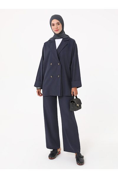 Refka Jachetă cu cheie moale Pantaloni Set de două piese - Bleumarin -