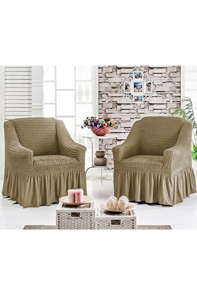 BULSAN Set 2 huse fotolii din bumbac elasticizat, culoare bej cacao cu lapte