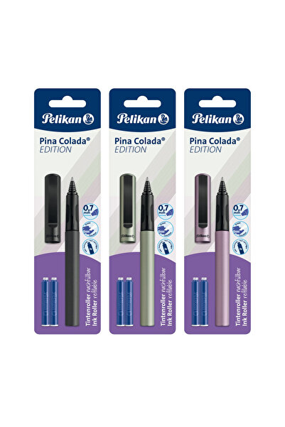Pelikan Roller Pina Colada, Mâner Ergonomic, Ambidextru, 3 Rezerve Albastre, ...