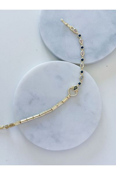 CHARMLUCKY Colorful Stone Heart Pipe Bracelet