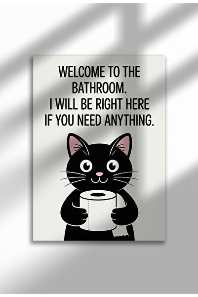 21mxm Imprimeu amuzant cu semn de baie – Poster umoristic cu toaletă, artă murală ciudată cu pisici și animale
