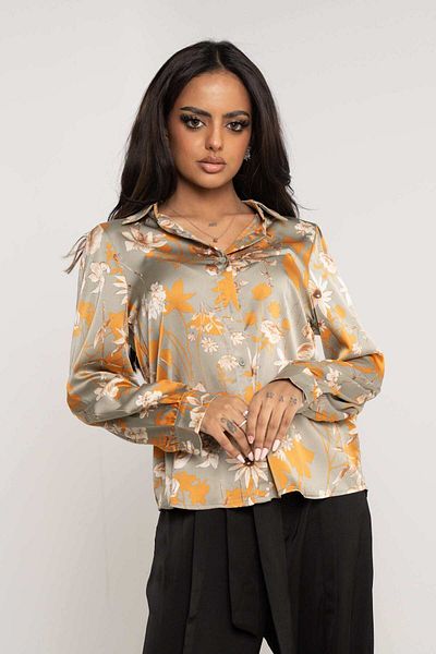 Nichii Floral Button-Up Long Sleeve Shirt with Collar