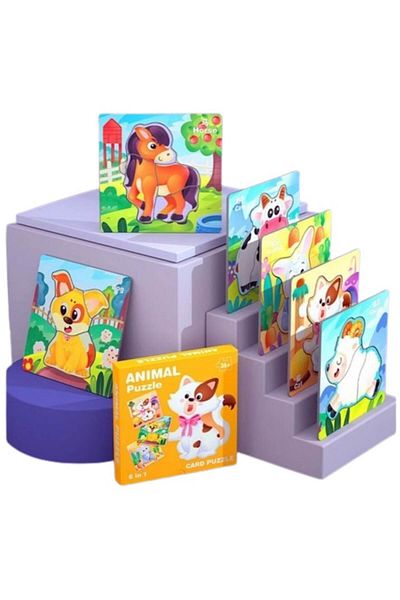 Star Master Puzzle 6 în 1, 24 de piese mari, Animale, 3 ani+