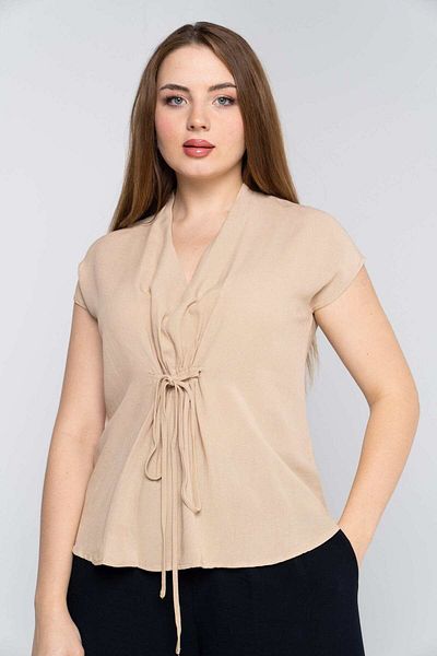 Nichii Solid Sleeveless Blouse with Waist Tie