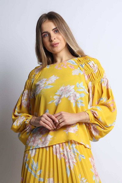 Nichii Women's Floral Blouse with Wide Sleeves