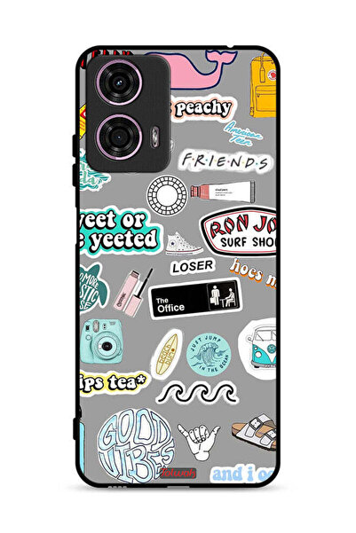 Tolwak Motorola Moto G24 4G Protective Case Cover Good Vibes Stickers