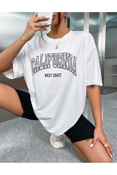 Harajuku Style طبعة كاليفورنيا البيضاء كبيرة الحجم للجنسين
