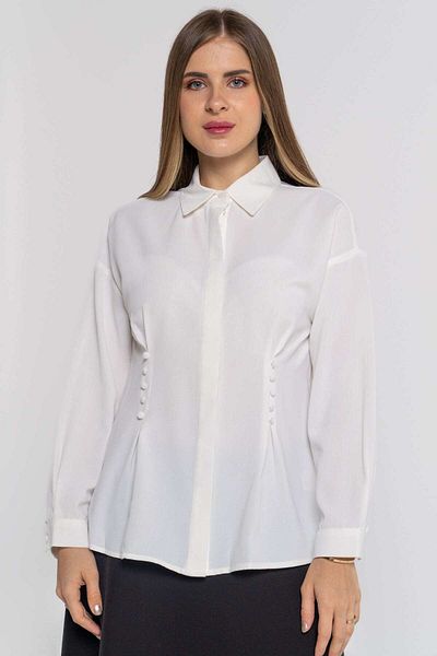 Nichii Women's Solid Long Sleeve Shirt with Side Buttons