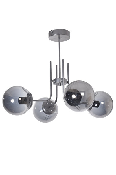 Modavize Vien Modern Tasarım Salon Yemek Odası Mutfak Gri Renk Füme Camlı Sarkıt 4 Lü Avize